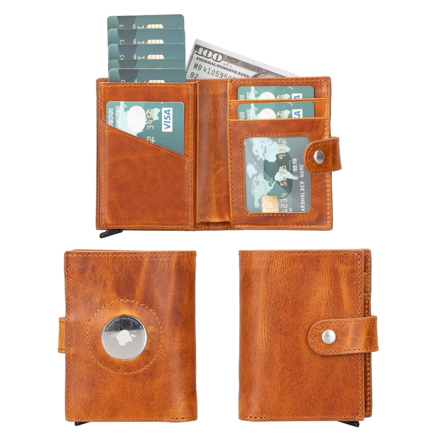 Douglas Genuine Leather Pop-Up Wallet with AirTag Slot - RFID Blocking Cardholder-7