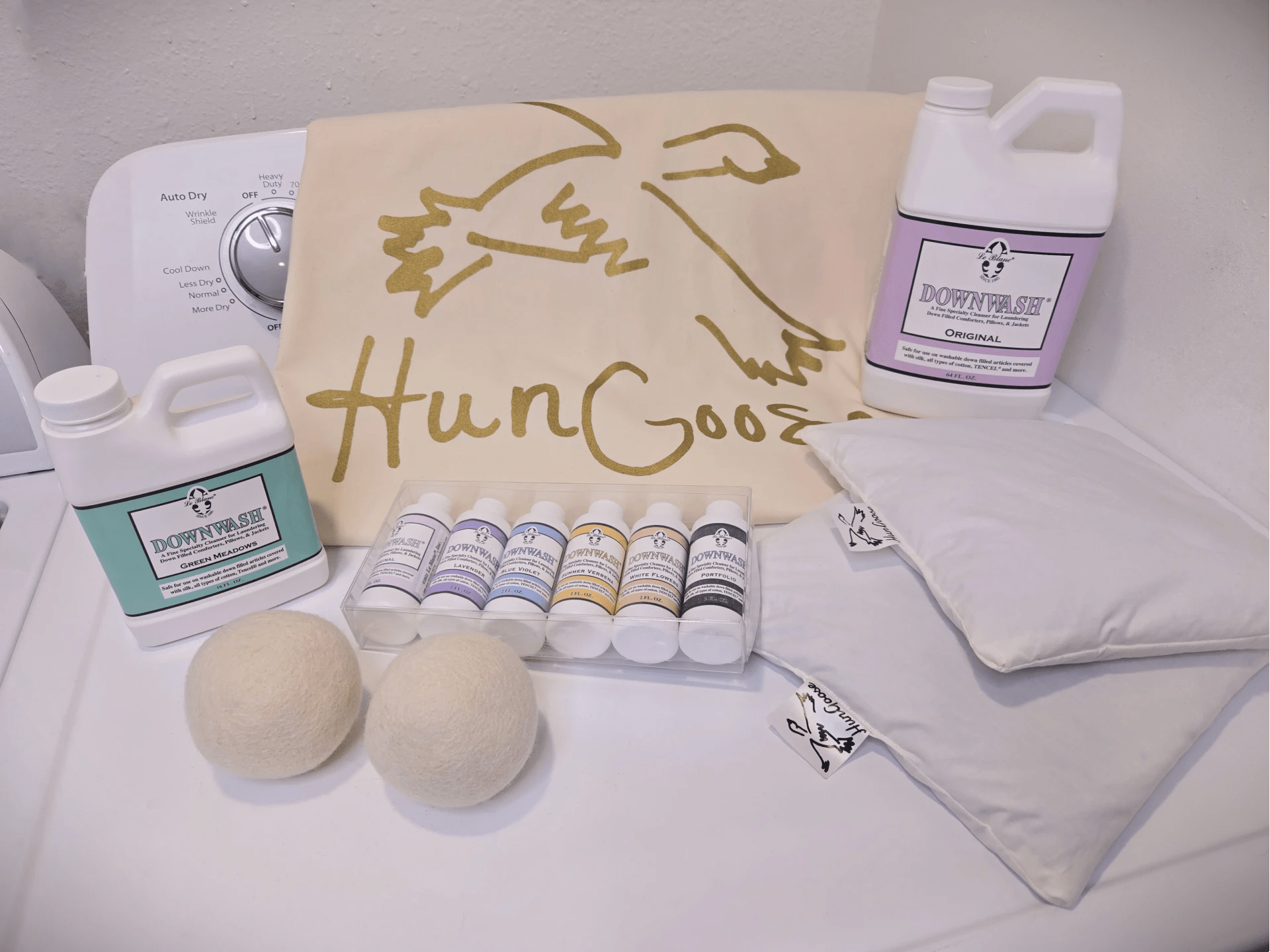 Goose Down Product Care, down comforter cleaning kit with down feather detergent