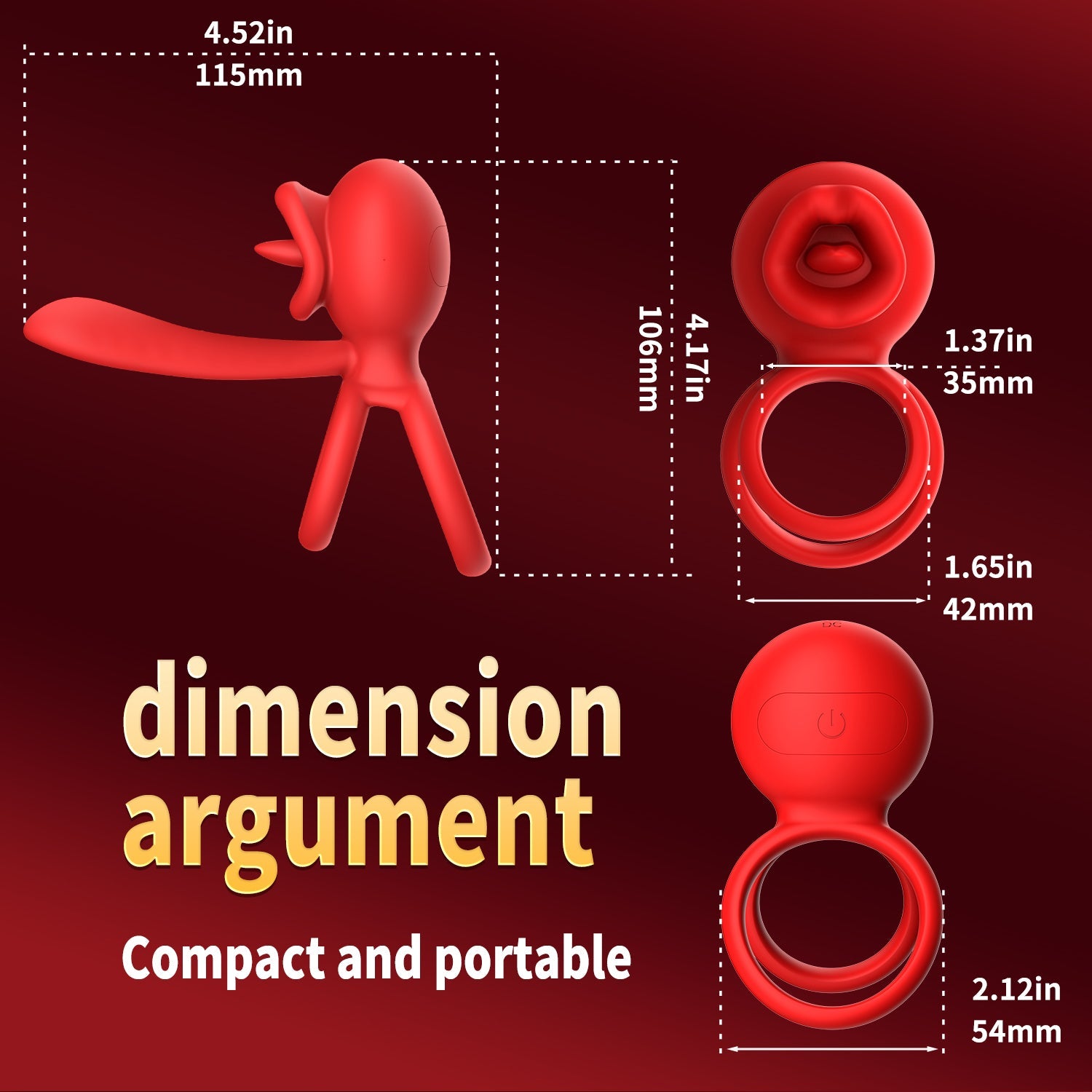 Dragon Tongue 2-in-1 Licking & Vibrating Cock Ring App Controlled-3