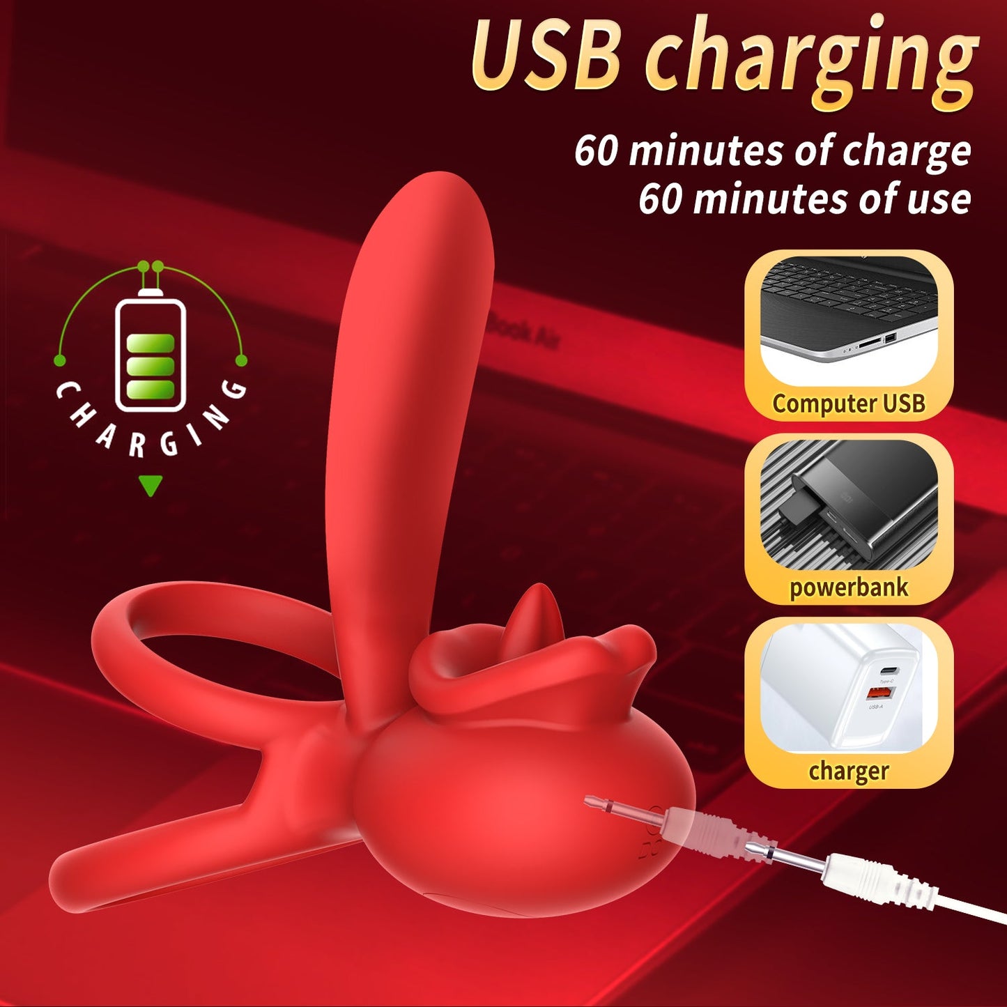 Dragon Tongue 2-in-1 Licking & Vibrating Cock Ring App Controlled-4