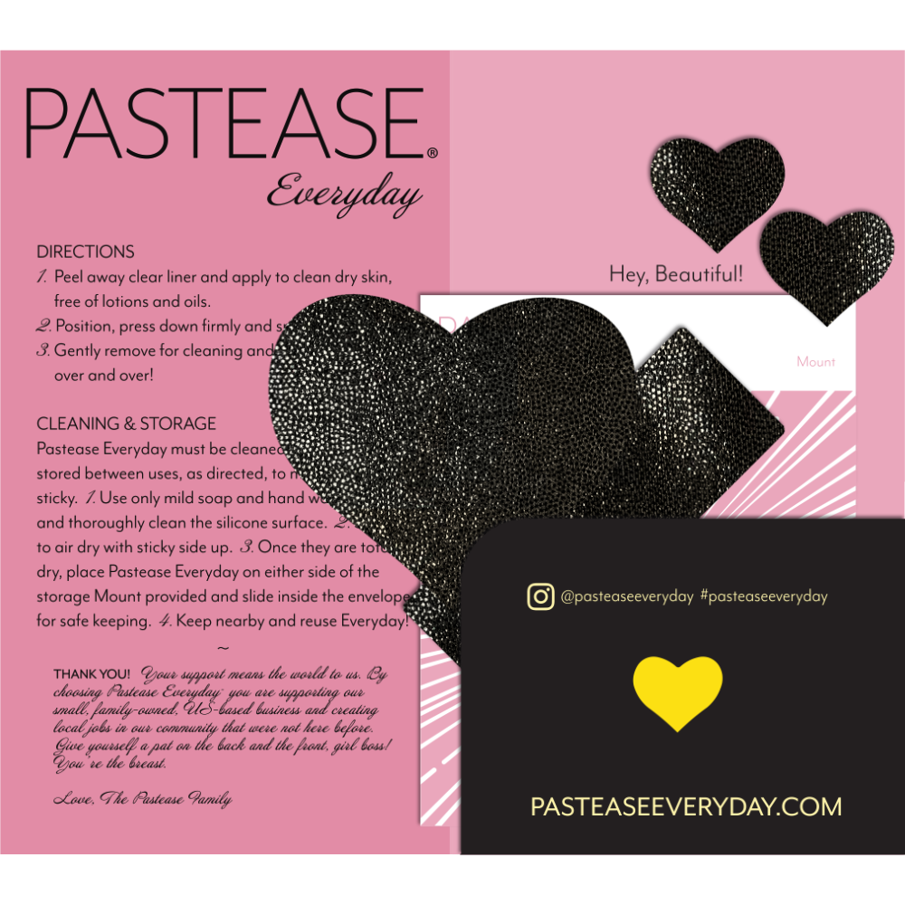 5-Pack: Everyday Reusable: Liquid Black Heart Reusable Nipple Pasties by Pastease® Everyday o/s-2