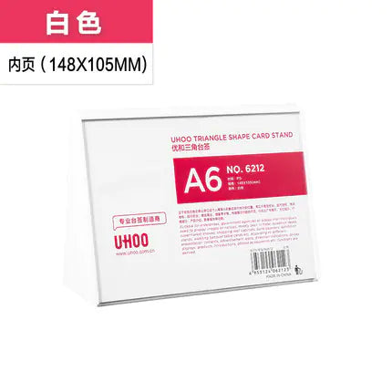 Triangular Table Sign with QR Code - White 6213 Model