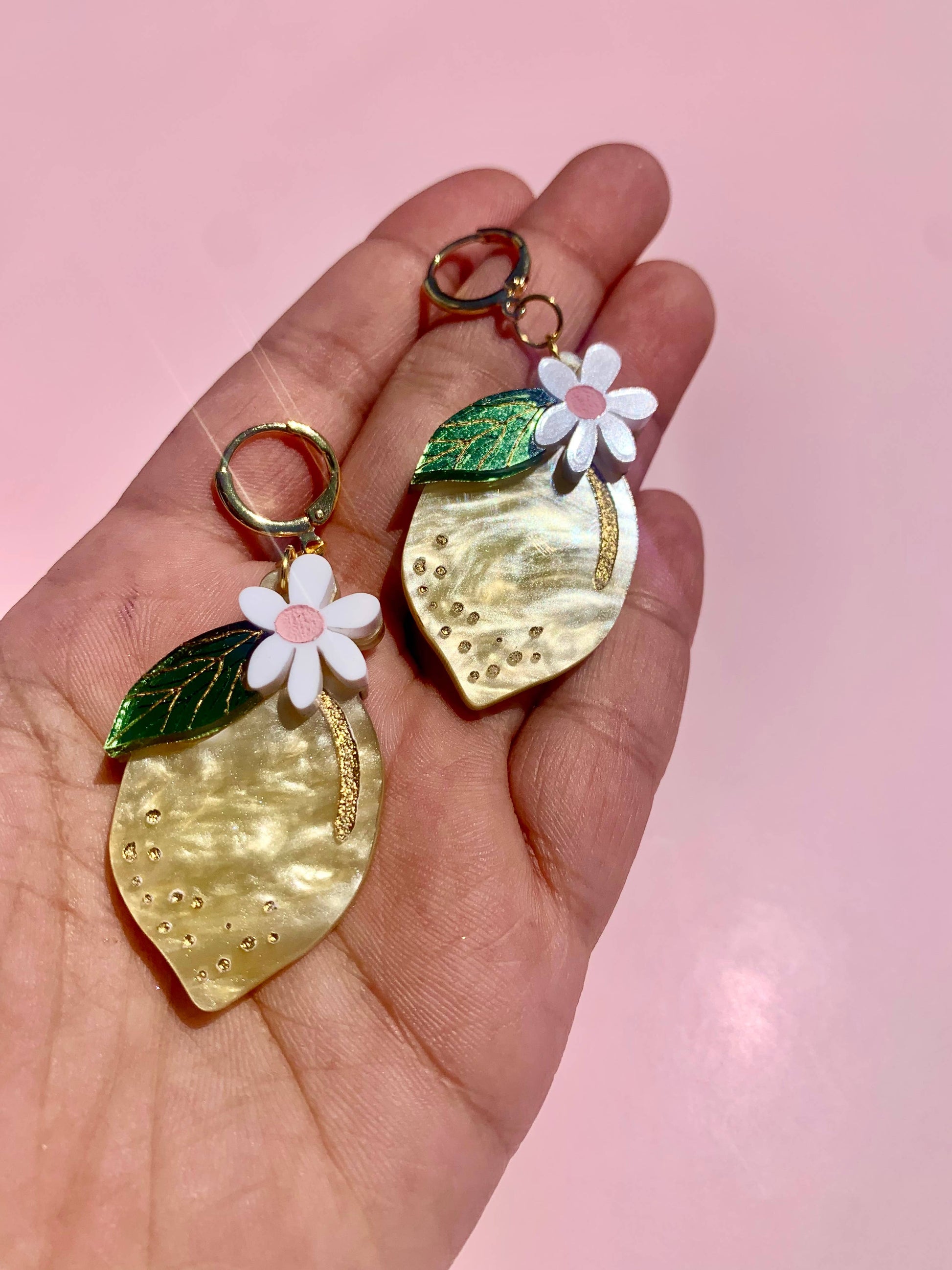 Lemons Acrylic Statement Earrings-2