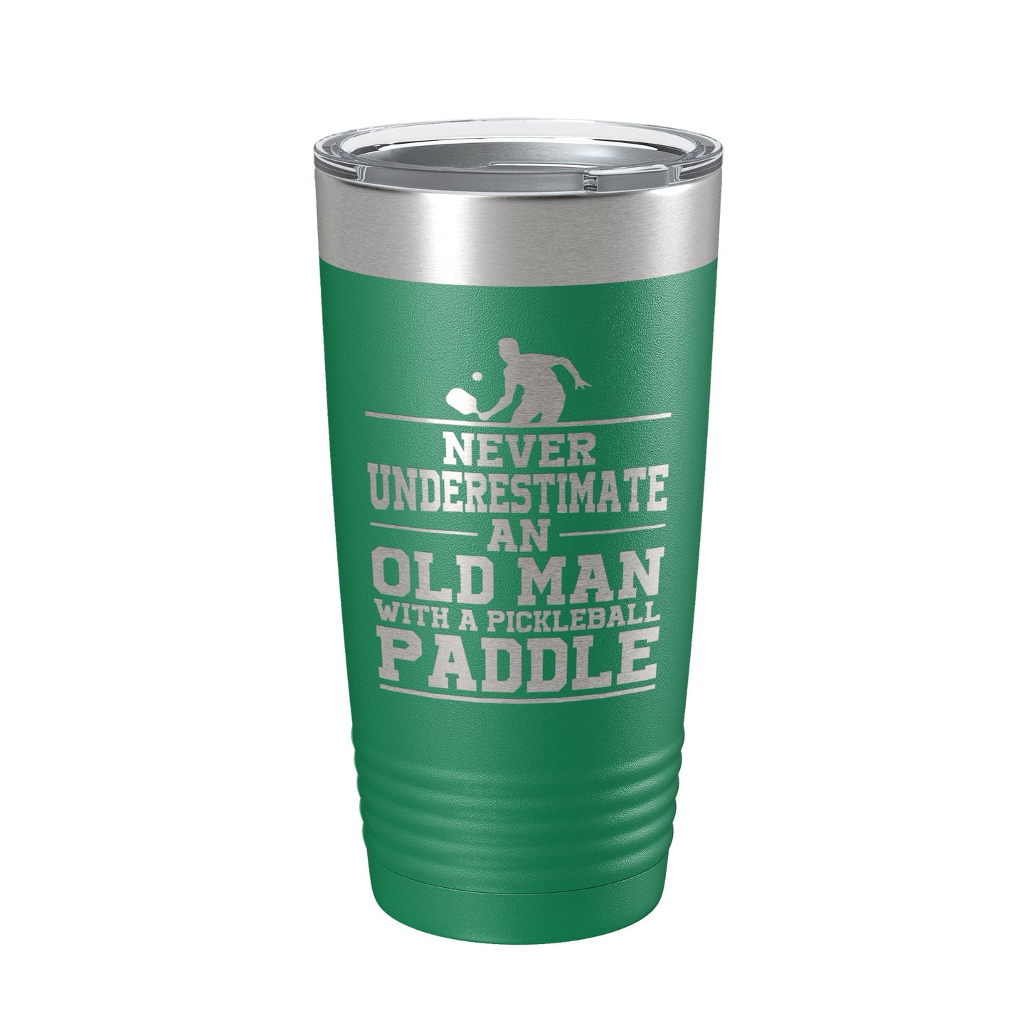 Funny Pickleball Tumbler Never Underestimate An Old Man With A Pickle Ball Paddle Travel Mug Insulated Laser Engraved Coffee Cup Gift 20 oz-9