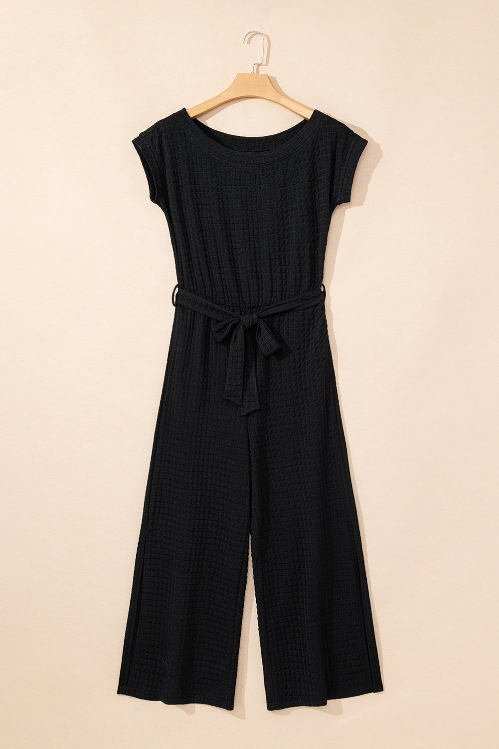 Georgina Checkered Mesh One Shoulder Short Sleeve Jumpsuit-3