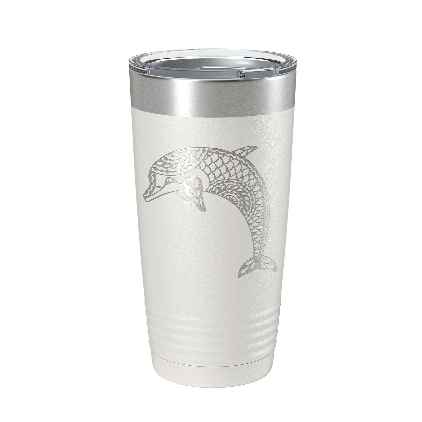 Dolphin Tumbler Zentangle Travel Mug Insulated Laser Engraved Coffee Cup 20 oz-7