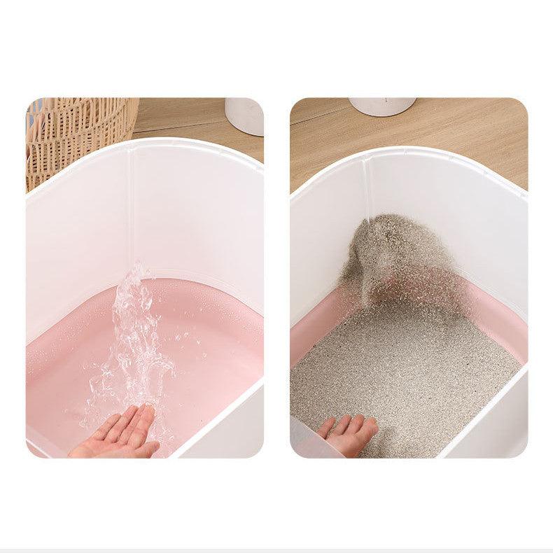 Splashguard Cat Litter Basin - Stylish And Practical Closed Design-2