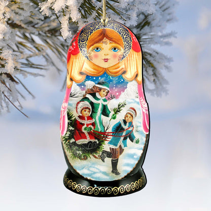 Children Play Matreshka Wooden Ornaments by G. DeBrekht - Christmas Decor - 8110762-0