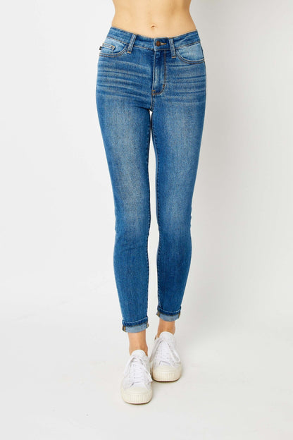 Judy Blue Full Size Cuffed Hem Skinny Jeans-2