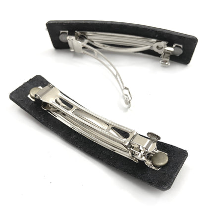 Antique Brass / Bronze Leather Barrette with Rustic Spirals Texture-2