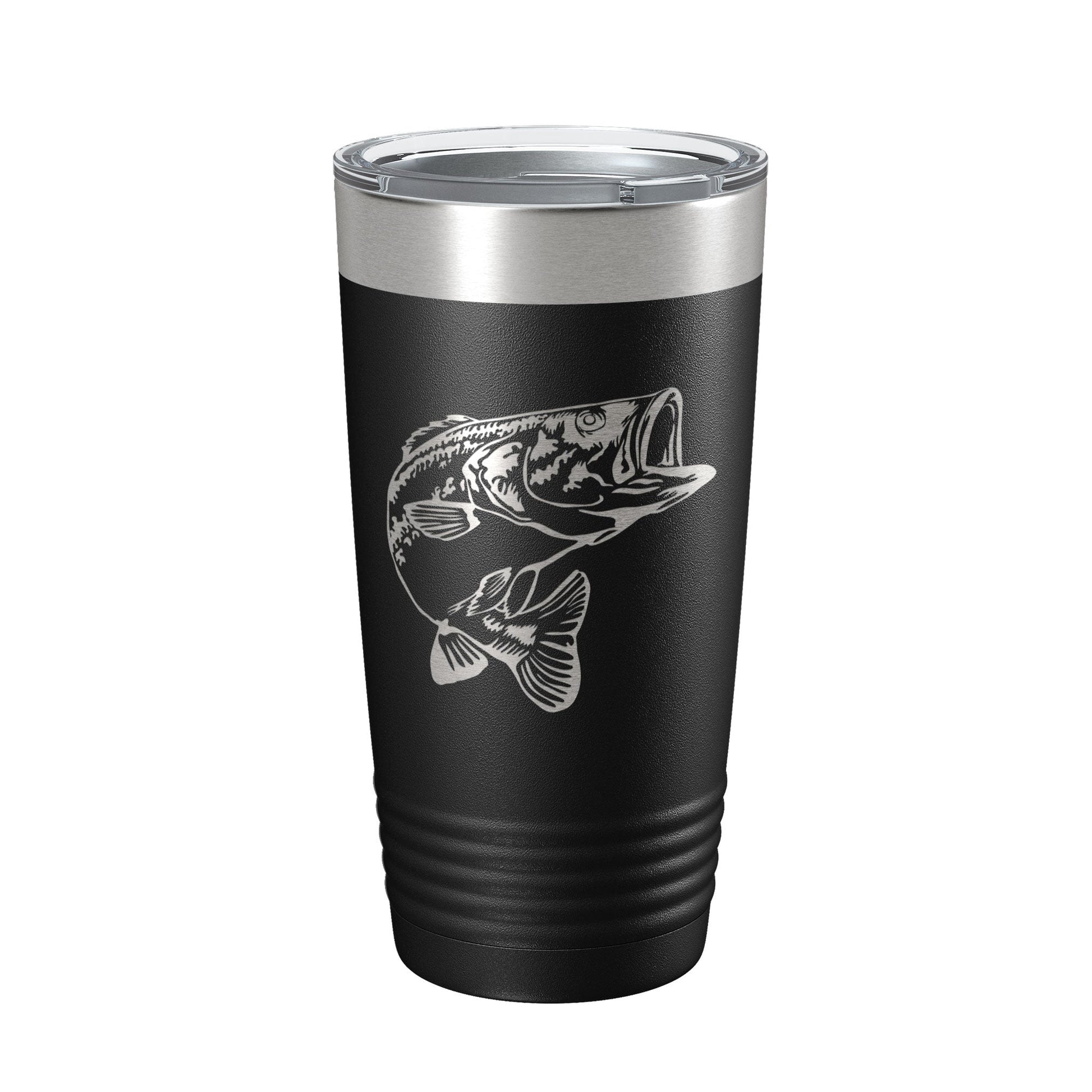 Bass Fishing Tumbler Angler Travel Mug Insulated Laser Engraved Coffee Cup Gift 20 oz-0