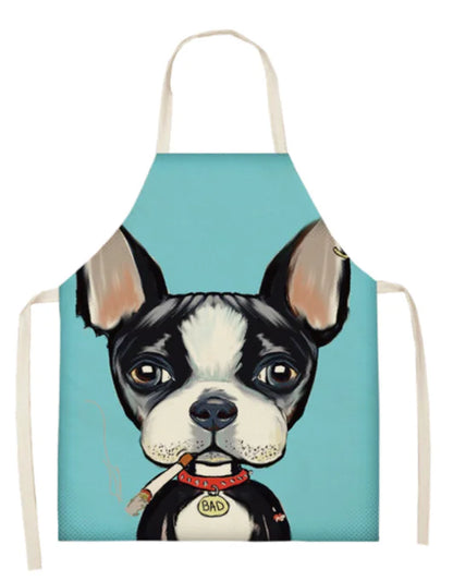 Nordic Polyester Dog Print Apron for Adults