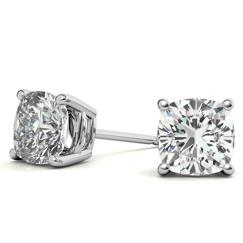 2.00 CTW Lab Created Moissanite Round Stud Earrings in Sterling Silver - 6mm Stones-0