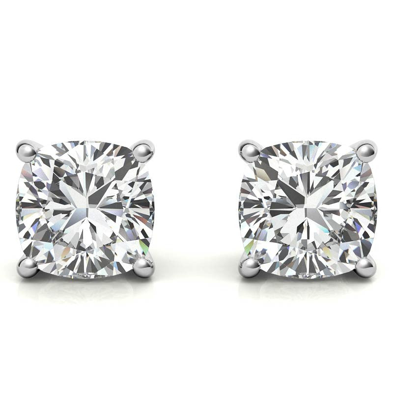 2.00 CTW Lab Created Moissanite Round Stud Earrings in Sterling Silver - 6mm Stones-1
