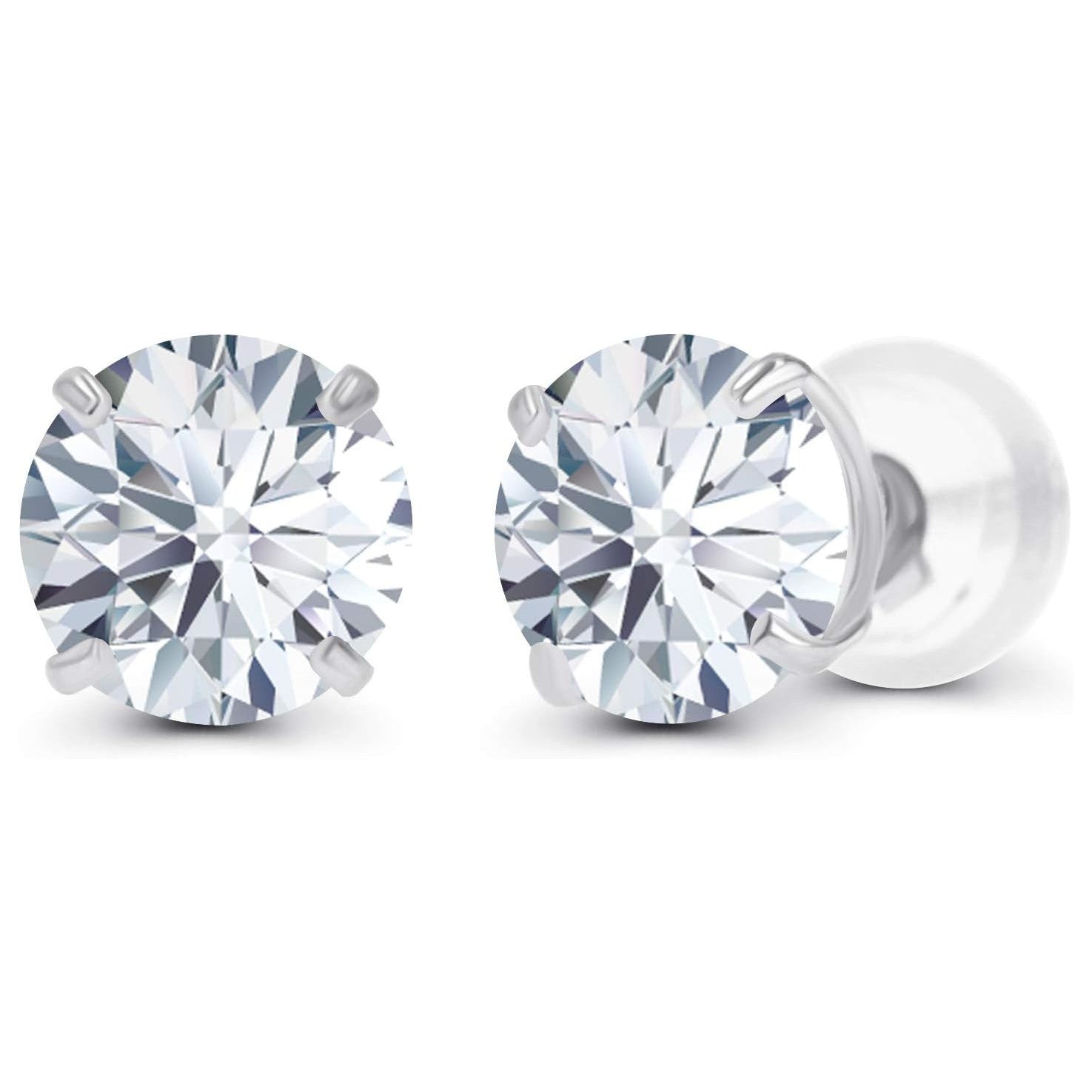 1.00 CTW Genuine Certified Moissanite Stud Earrings in Solid 14K White or Yellow Gold-0