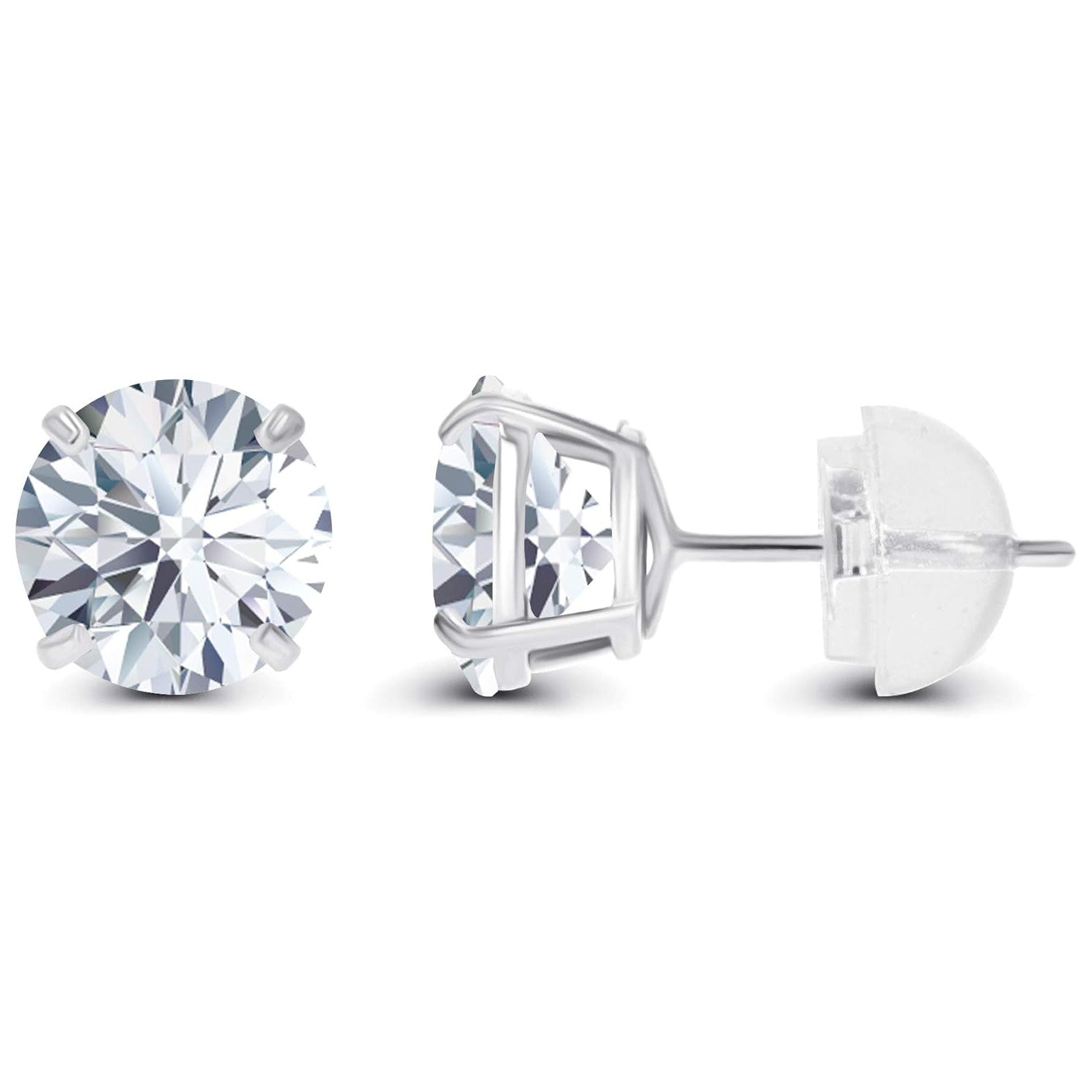1.00 CTW Genuine Certified Moissanite Stud Earrings in Solid 14K White or Yellow Gold-2