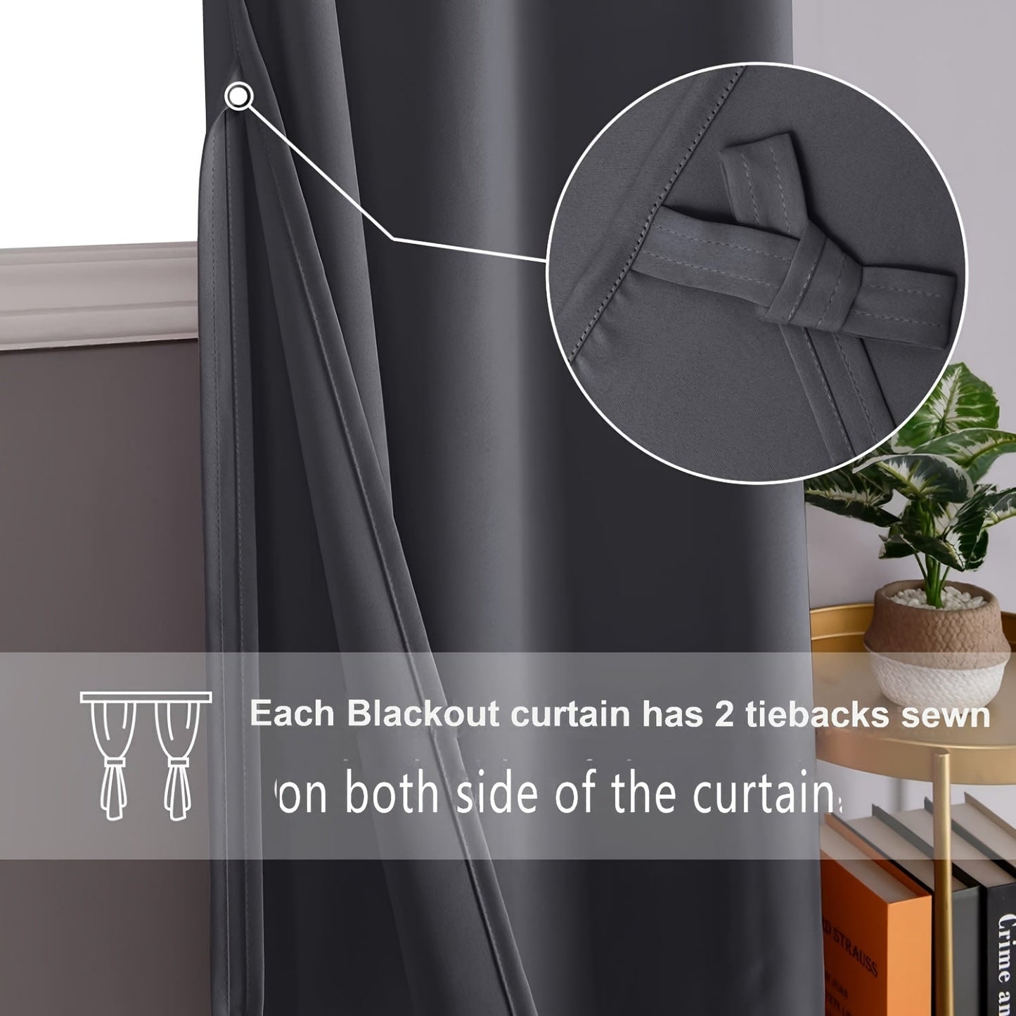 4pcs/SET Curtains - 2pcs Blackout Curtains with Tiebacks And 2pcs Sheer Curtains-1