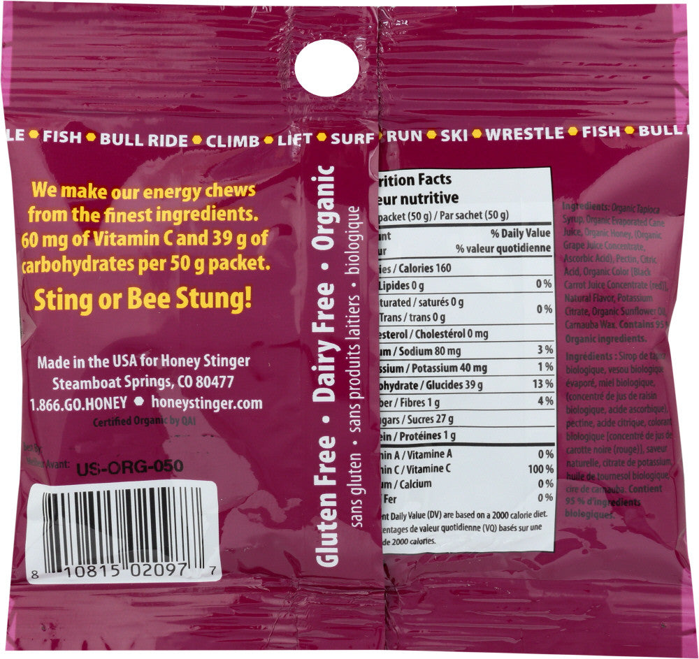 Honey Stinger Organic Pomegranate Passionfruit Chews  (12x1.8 OZ)-1