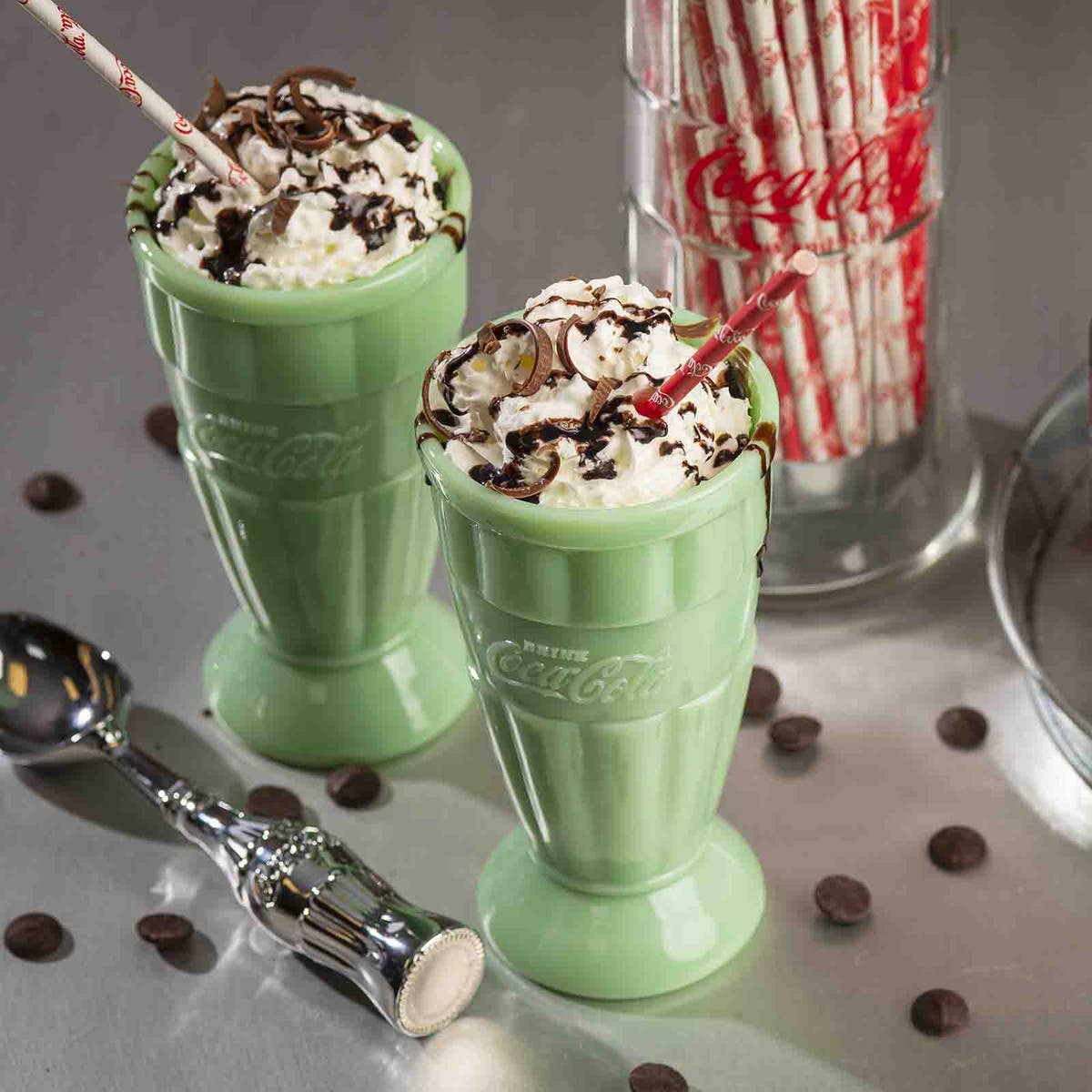 Coca-Cola Jadeite Malt Tumbler, 16 oz Set of 2, Jadeite Glass-1