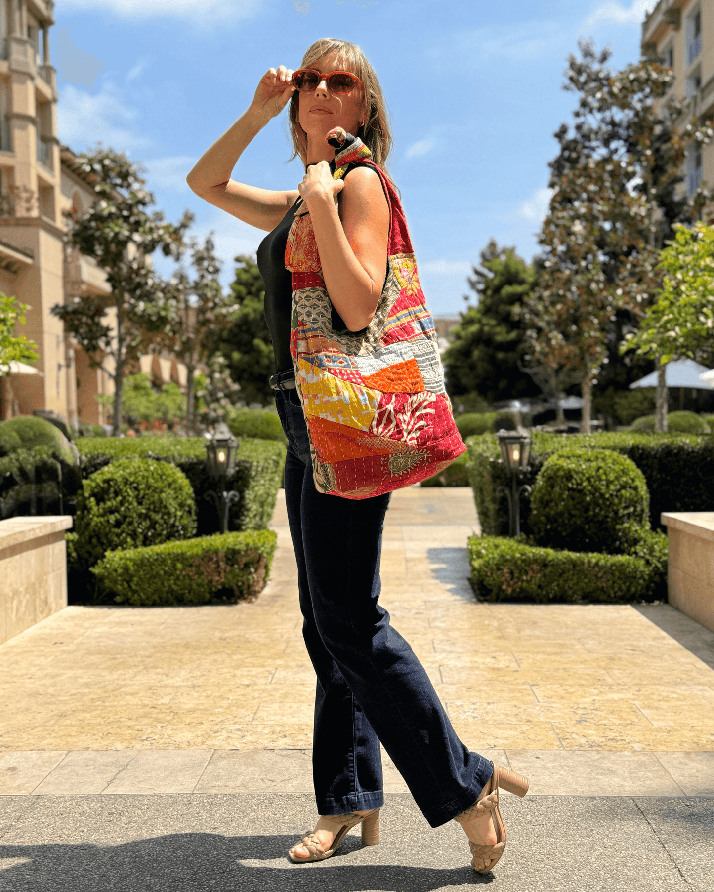 Kathmandu Collection Kantha Patchwork Hobo Bag-2