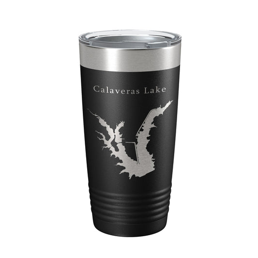 Calaveras Lake Map Tumbler Travel Mug Insulated Laser Engraved Coffee Cup Texas 20 oz-0