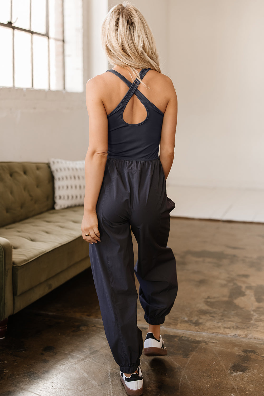 Avianna Back Crossed Straps Hollow Out Jogger Jumpsuit-1