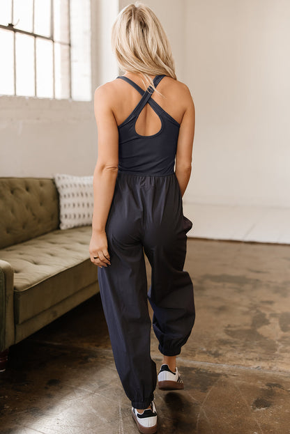 Avianna Back Crossed Straps Hollow Out Jogger Jumpsuit-1
