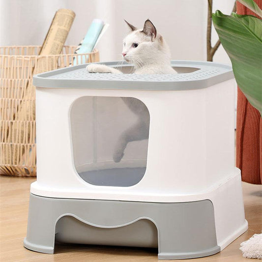 Splashguard Cat Litter Basin - Stylish And Practical Closed Design-0