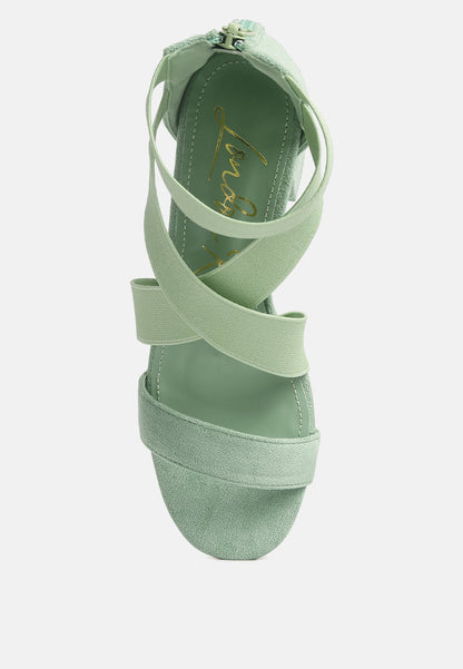 Elastic Strappy Block Heel Sandals-3