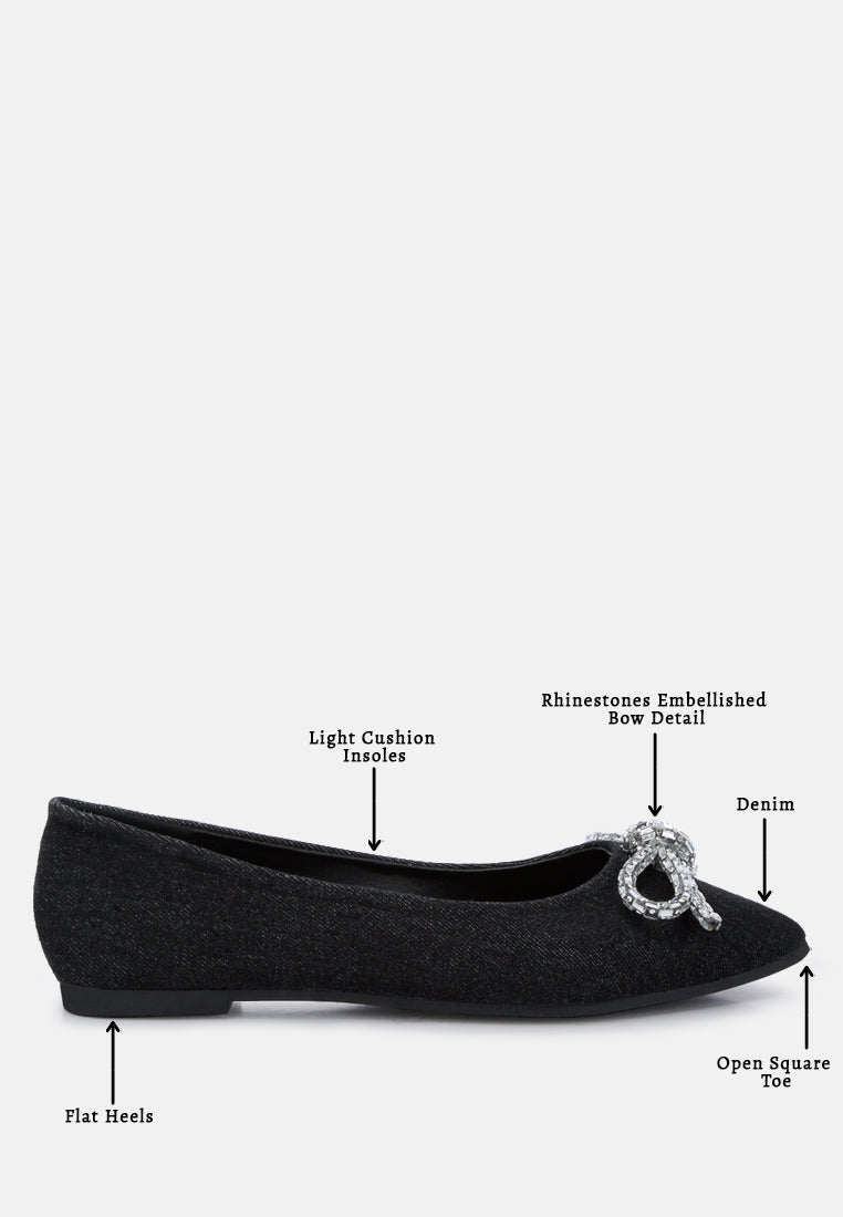 Ellerby Embellished Bow Detail Ballet Flats-3