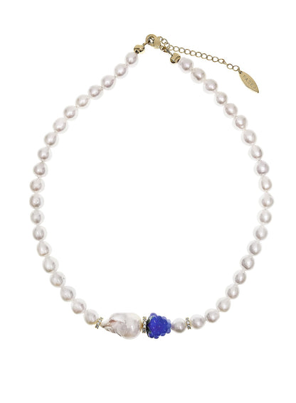 Freshwater Pearls With Blue Raspberry Necklace PN031-1
