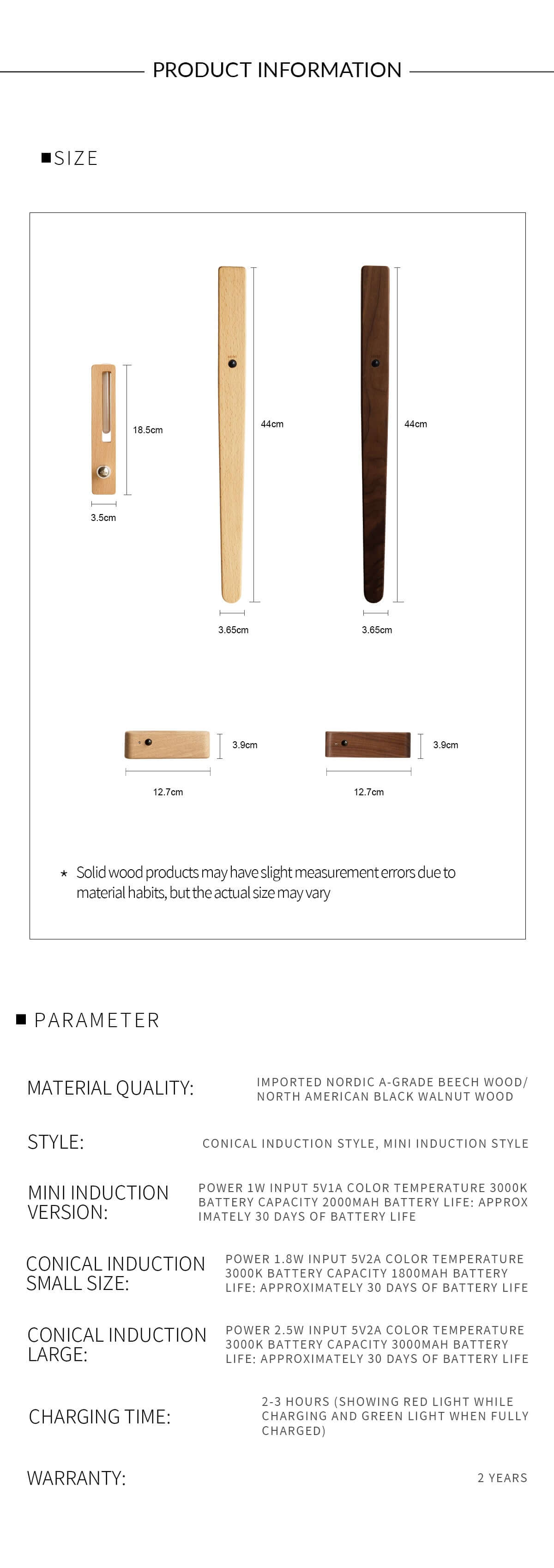 Extended Solid Wood Wall Vase Lamp with Motion Sensor-3