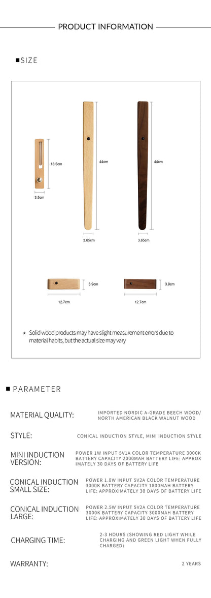 Extended Solid Wood Wall Vase Lamp with Motion Sensor-3