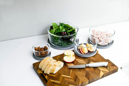 Glass Food Storage Containers - 16 Piece (8 Containers + 8 Lids) Round Nesting Space-Saving Set-1