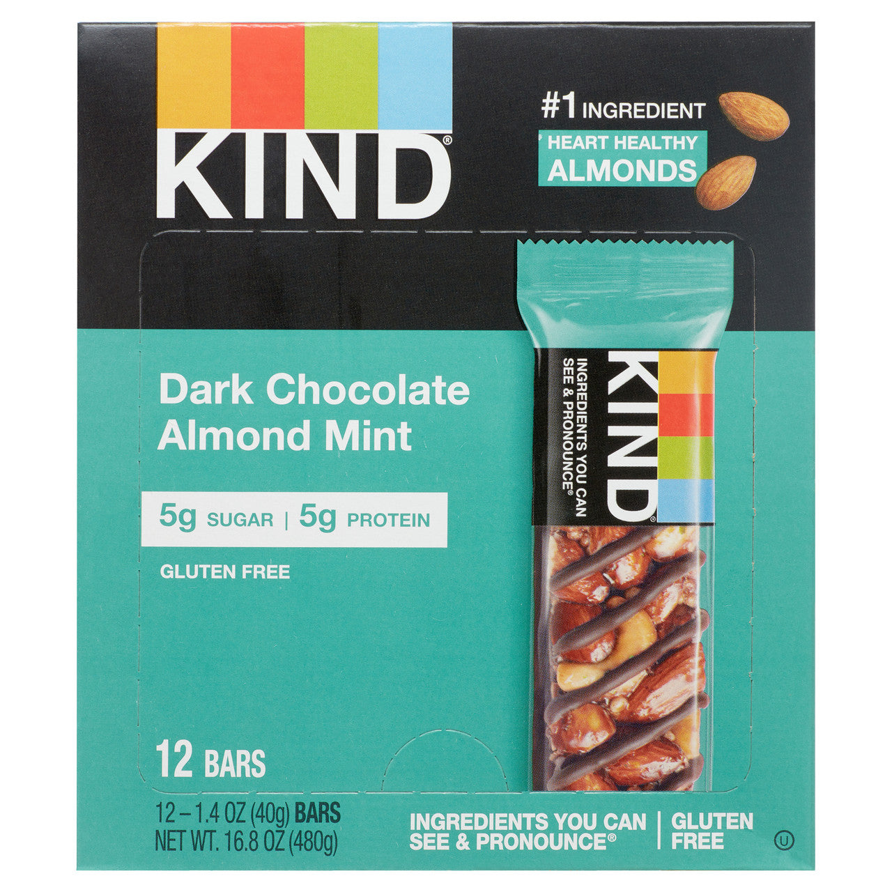 Kind Dark Chocolate Almond Mint Bars (12x1.4 OZ)-7