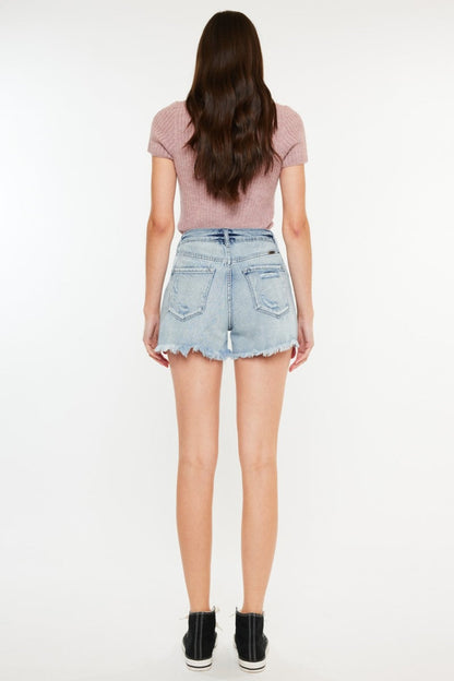 Kancan Distressed High Waist Denim Shorts with Pockets-1