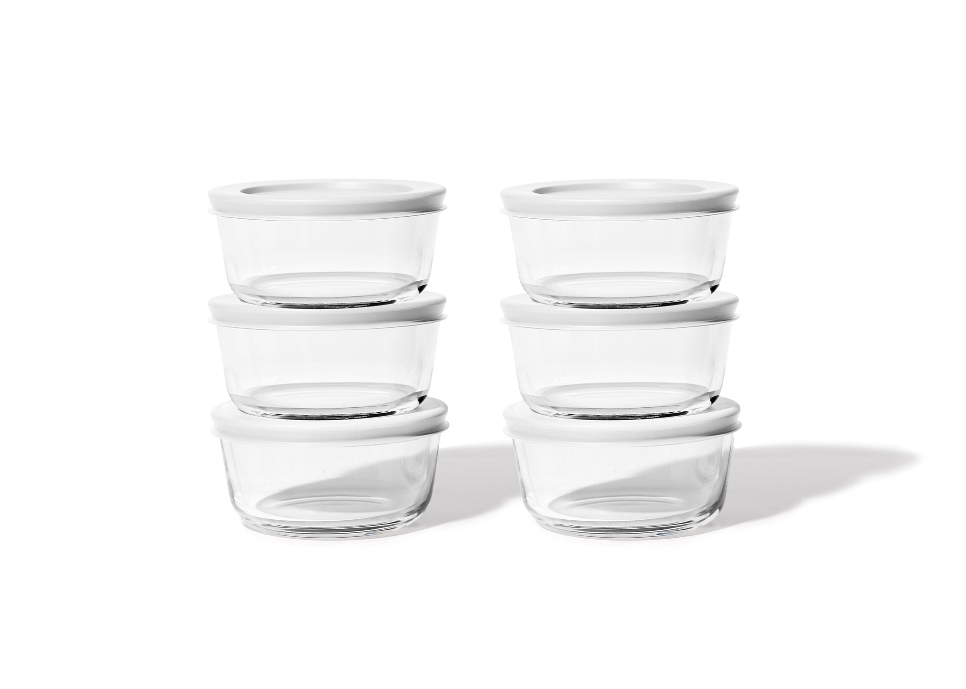 Glass Food Storage Containers - 12 Piece 2 Cup Set (6 Containers + 6 Lids), White-2