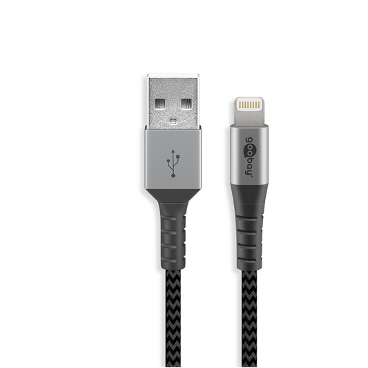 Cablu USB 2.0 A tata - Lightning, 2m, gri/argintiu, Goobay (49269)-0