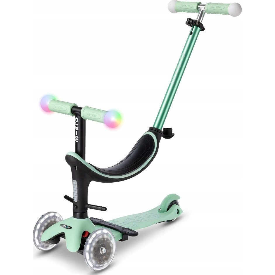 Hulajnoga Micro MICRO paspirtukas Mini2Grow Deluxe Magic LED Mint, MMD357 (4100301-0783)-0