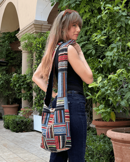 Kathmandu Collection Patchwork Striped Hobo Bag-4