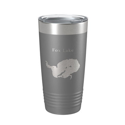 Fox Lake Map Tumbler Travel Mug Insulated Laser Engraved Coffee Cup Wisconsin 20 oz-16