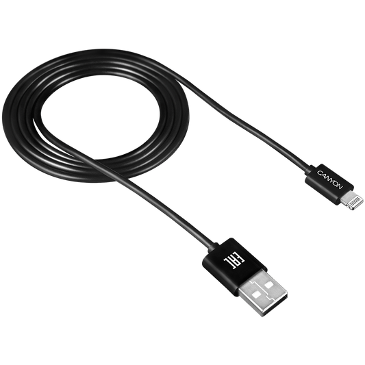 Cablu de date Canyon, tip Lightning - USB, 1m, Black (CNE-CFI1B)-0