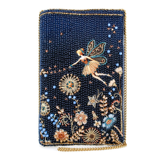 Fairy Dust and Floral Blue Beaded Crossbody Phone Bag-0