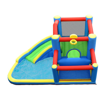 Felfújható vízipark csúszdával, trambulinnal, medencével-0