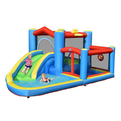 Felfújható vízipark csúszdával, trambulinnal, medencével-1