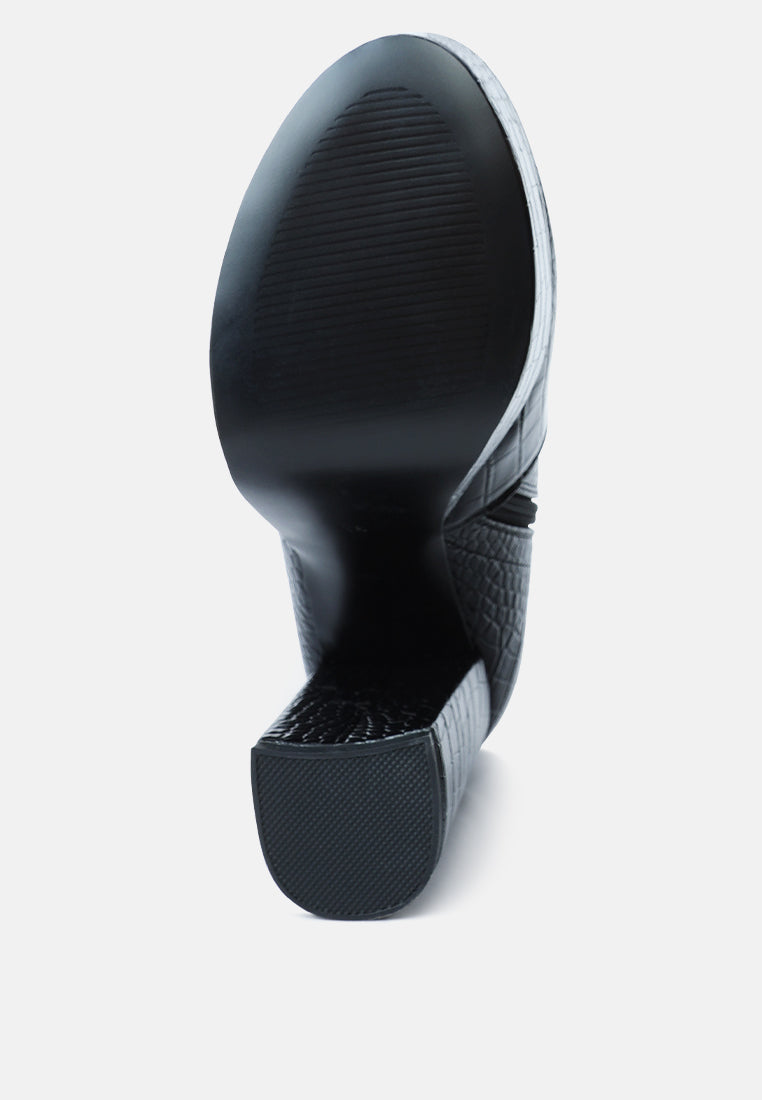 Feral High Heeled Croc Pattern Ankle Boot-1