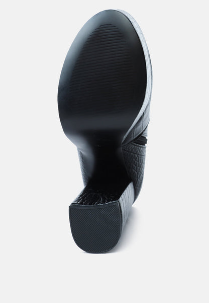 Feral High Heeled Croc Pattern Ankle Boot-1