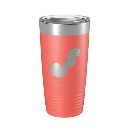 Bass Lake Map Tumbler Travel Mug Insulated Laser Engraved Coffee Cup Indiana 20 oz-20
