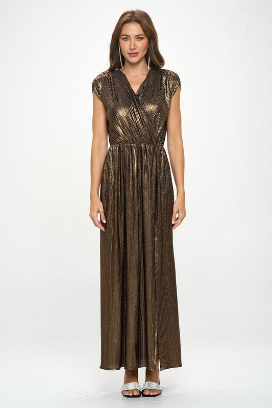 Sleeveless Metallic Maxi Dress-1