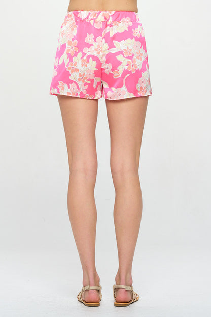 Mini Flower Print Satin Shorts-3